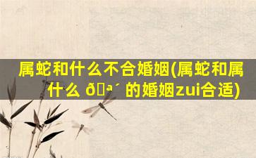 属蛇和什么不合婚姻(属蛇和属什么 🪴 的婚姻zui
合适)